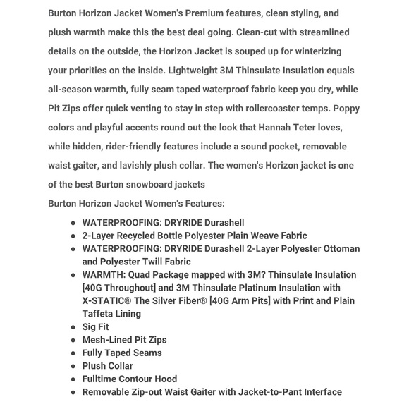 Burton Horizon DryRide Jacket Small Excellent - Picture 5 of 7